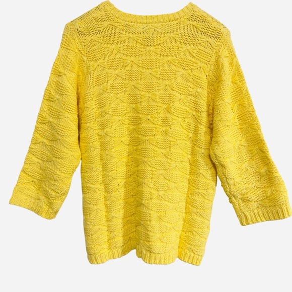 Vintage Yellow Serengeti Knit Sweater XL 3/4 Sleeve Cotton Acrylic Blend - Picture 3 of 10